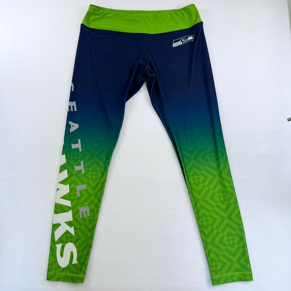 NFL Team Apparel Seattle Seahawks Womens Ombre Leggings Blue Green Large L - Picture 2 of 7